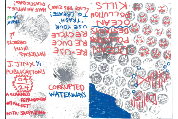 scanned image of 8 panel zine about corrupted waterways